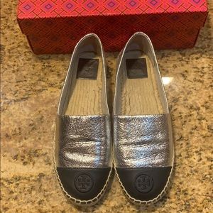 Tory Burch Silver and blue Espadrille Size 10